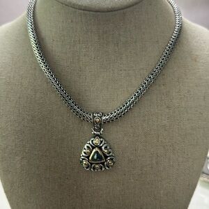 John Hardy 16 inch sterling silver and 18k gold accent blue stone neckless .